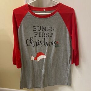 Red and Gray Christmas “bump” shirt